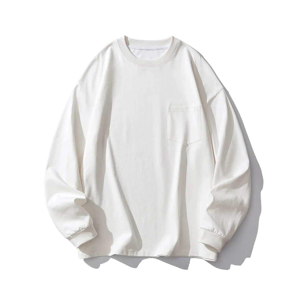 2024 Wiosna Mężczyźni Dorywczo Długi Rękaw T Shirt Mężczyźni Biały Czarny Bluzy Męskie Koreańska Moda Mężczyzna Soild Color Oversized Tops Tees