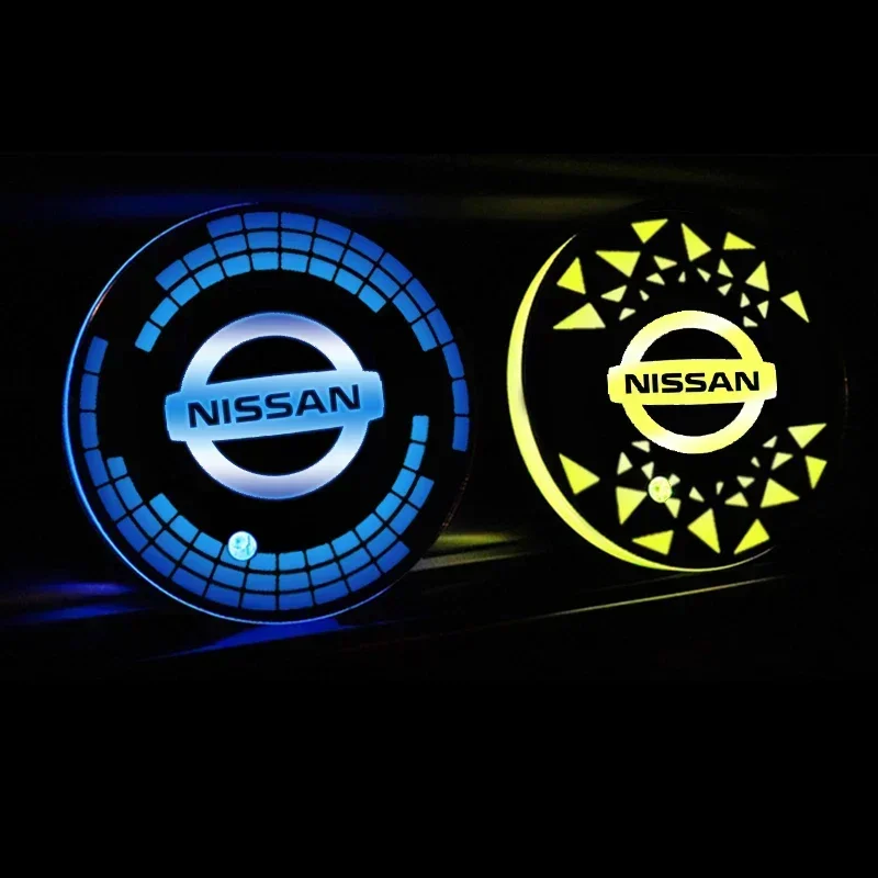 Led Luminous Car Water Cup Drink Holder Mat for Nissan Qashqai Leaf Juke Patrol Micra X Trail T32 Tiida Navara Nismo Note Teana