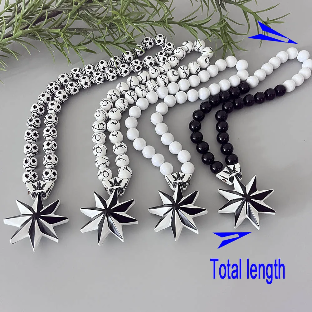 GS71 Octagonal Star Resin Paintings White Black Decoration Exquisite Beads Decorate 3D Three-Dimensional Two-Color Car Pendants