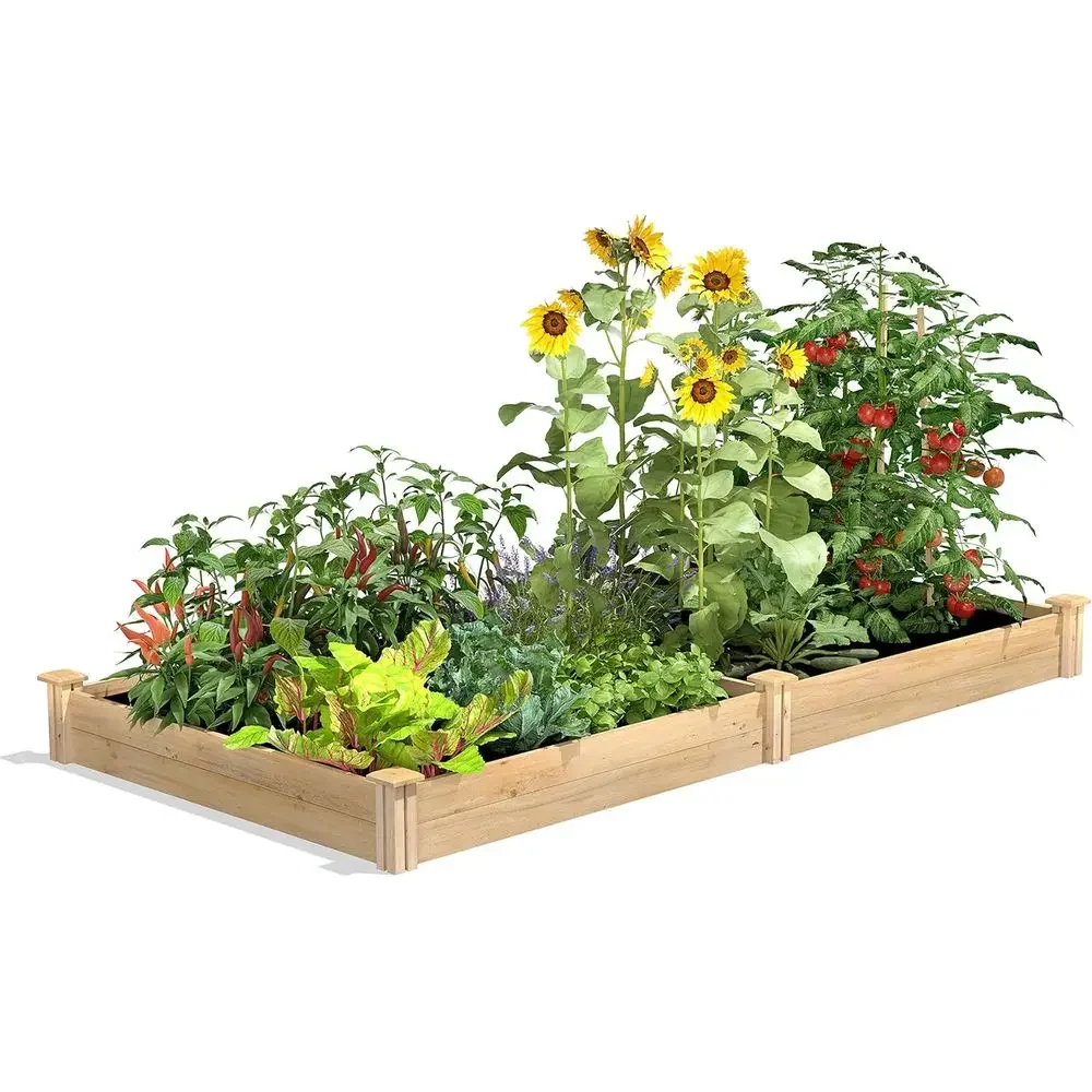 Raised Garden Bed, 4' x 8' x 7 (3/4 Thick) - Premium Cedar, Made in USA