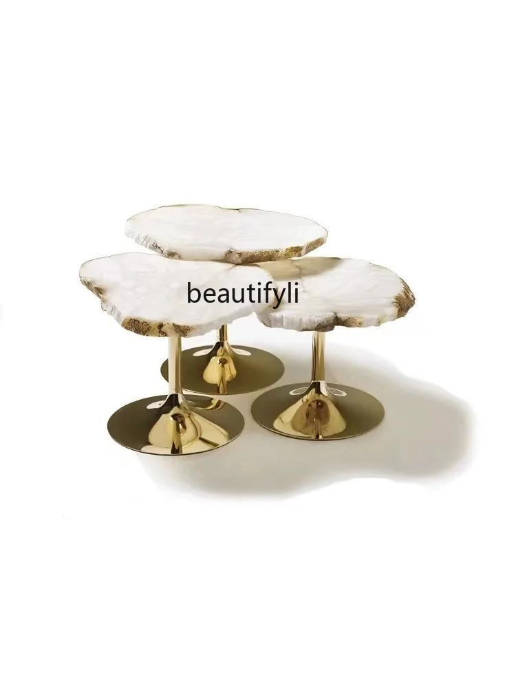 

Coffee Table Living Room Small Apartment Light Luxury High-Grade Marble Creative Irregular Snowflake Stone Coffee Table