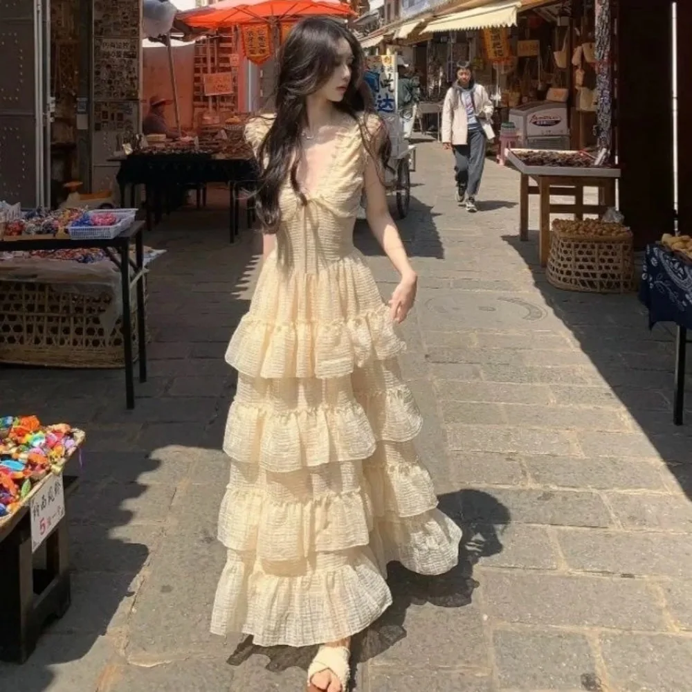 ‌ Vestido de princesa elegante – Moda coreana macia, saia de tule em camadas, presente para ela ‌ Vestido elegante de princesa fada