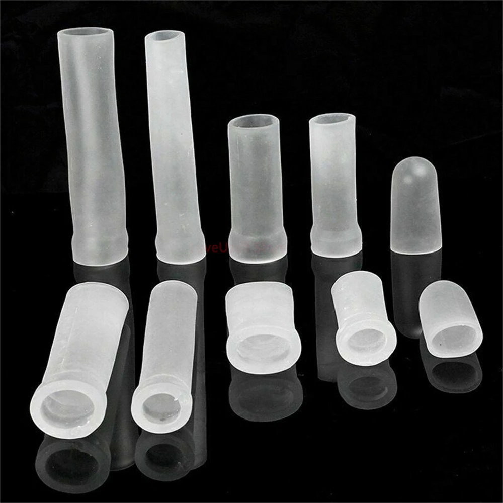 Penis Sleeve Extender Pump Vacuum Cap Accessories Enlargement Glans Protector Reusable Silicone Case Various Sizes Clamping Kit