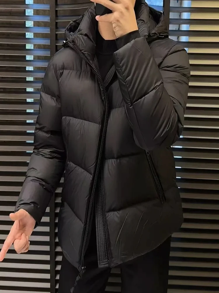 

Мужская пуховая куртка с капюшоном, удобная теплая новинка осени и зимы, высококачественная модная подставка, длинная застежка-молния све