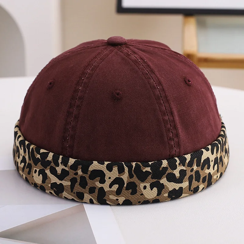 Leopard Print Landlord Cap for Women Round-Topped, Distinctive Fashionable Dandy Hat Versatile Casual Bucket Hat