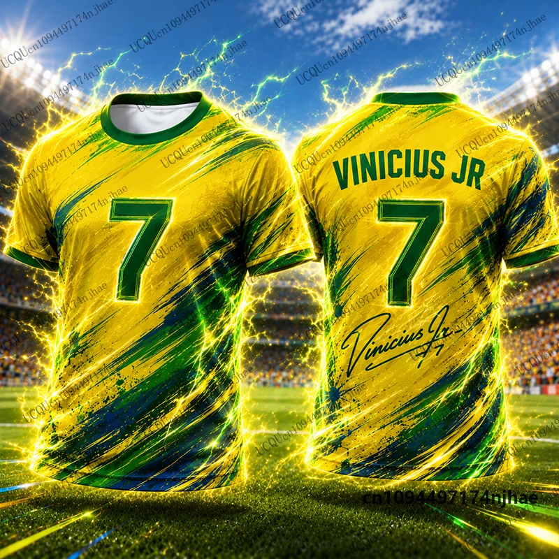 2027 Neues spezielles Vinicius Jr. Nr. 7 bedrucktes Fußballtrikot für Herren-T-Shirts, schnell trocknende Sommer-Sport-T-Shirts, lässige Oberteile für Kinder/Erwachsene – Detail 5