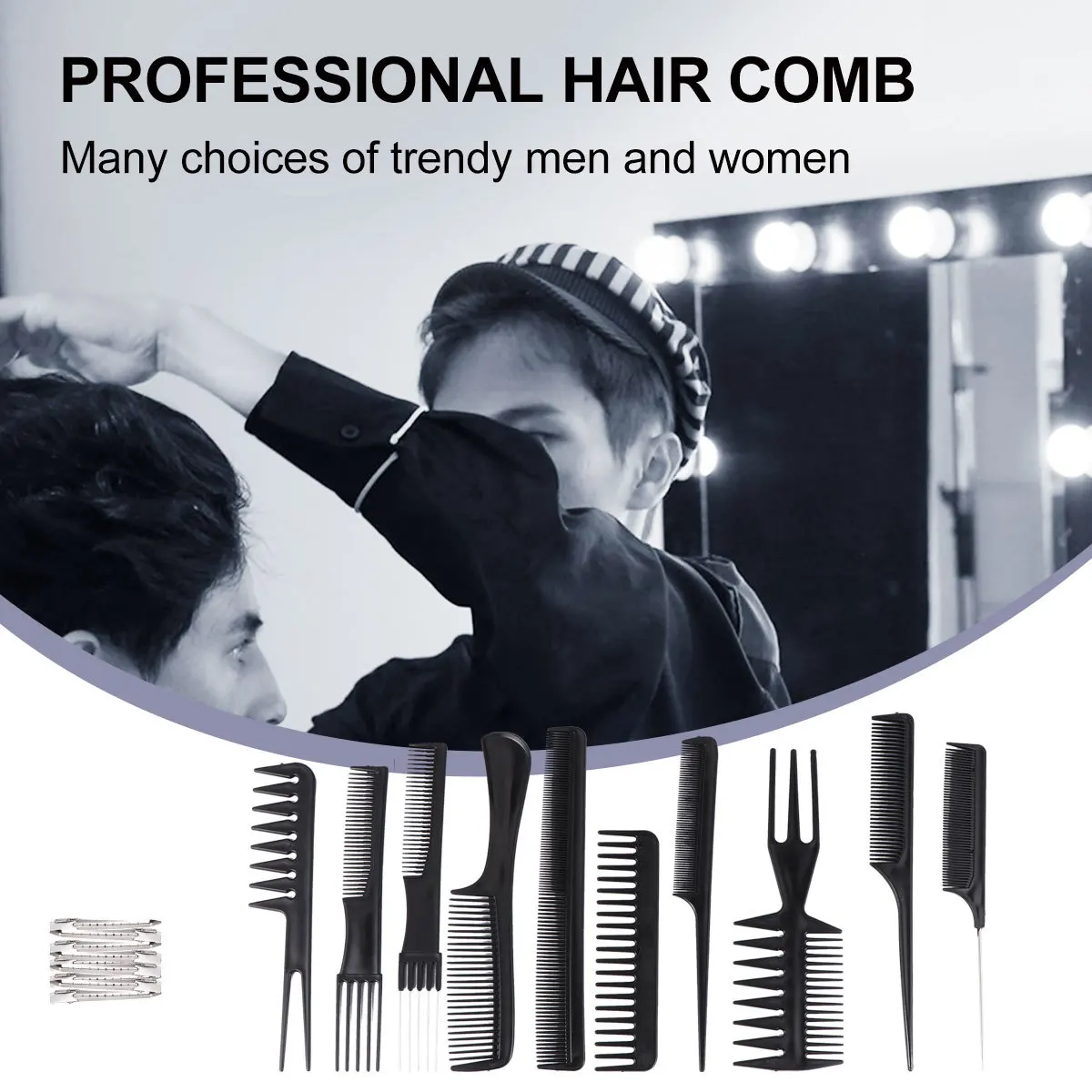 

1Set Hair Comb Set Dye Hair Tool 10 Combs 10 Hairpins Plastic Durable Hairdressing Combs Salon Styling Travel Anti-Static