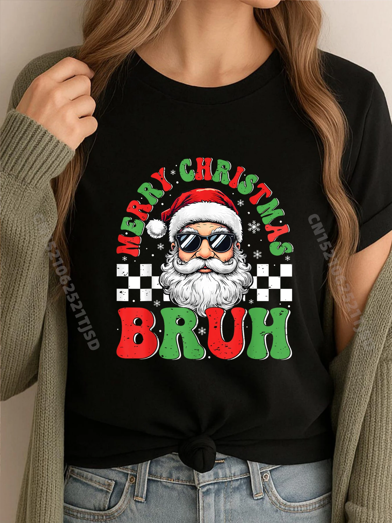 

Merry Christmas Bruh Santa Claus Blank T Shirt 100℅ Cotton Gifts For Woman Print