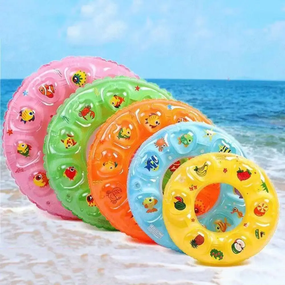 New PVC Swimming Ring Inflatable Double Layer Eco-Friendly Crystal Ring Cartoon Floating Ring Beach Water Pool