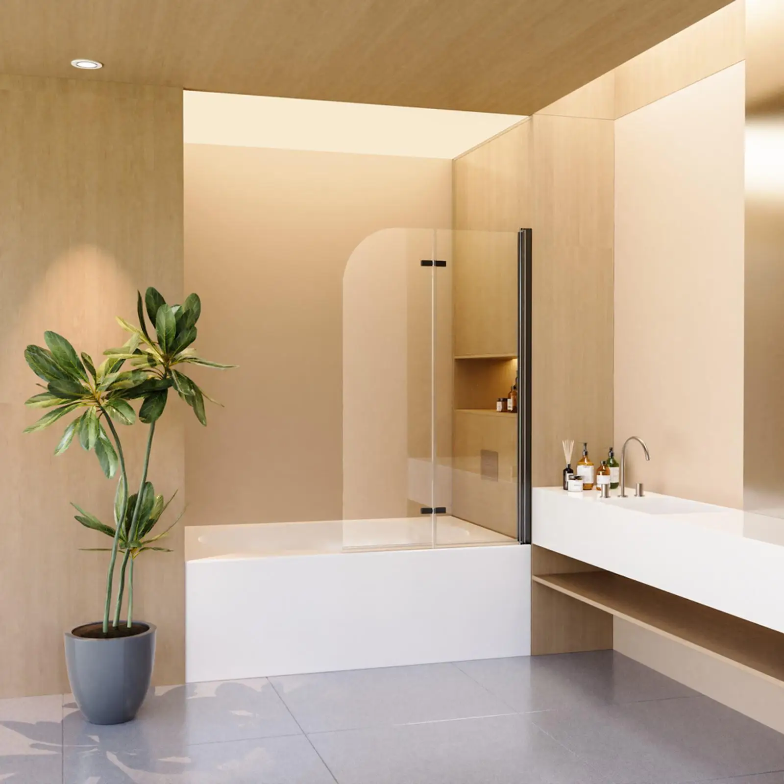 

34" W X 58" H Frameless Folding Bathtub Door, 1/4" (6mm) Thick