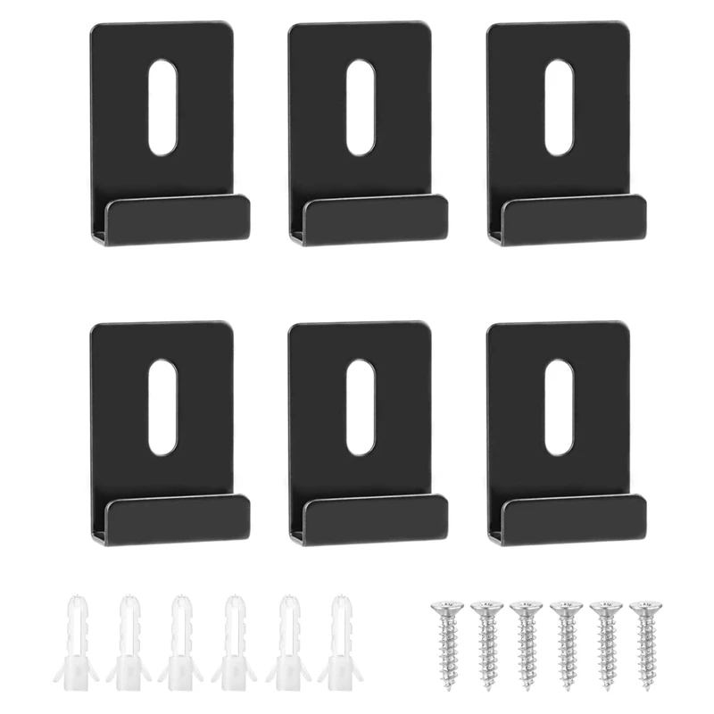 6 Piece Metal Mirror Clips Black 3/4 Wide Channel Mirror Hanger Clip Large Heavy Retainer Clips For Mirrors