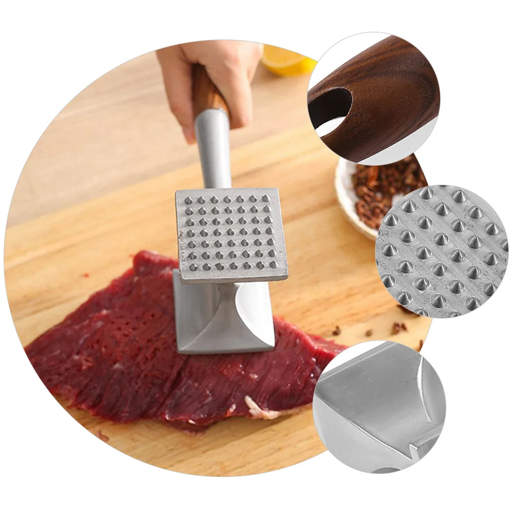 

Multifunctional Tenderizer Mallet Heavy Duty Zinc Alloy Dual-Sided Kitchen Tool For Pounding Marinating Crushing Garlic