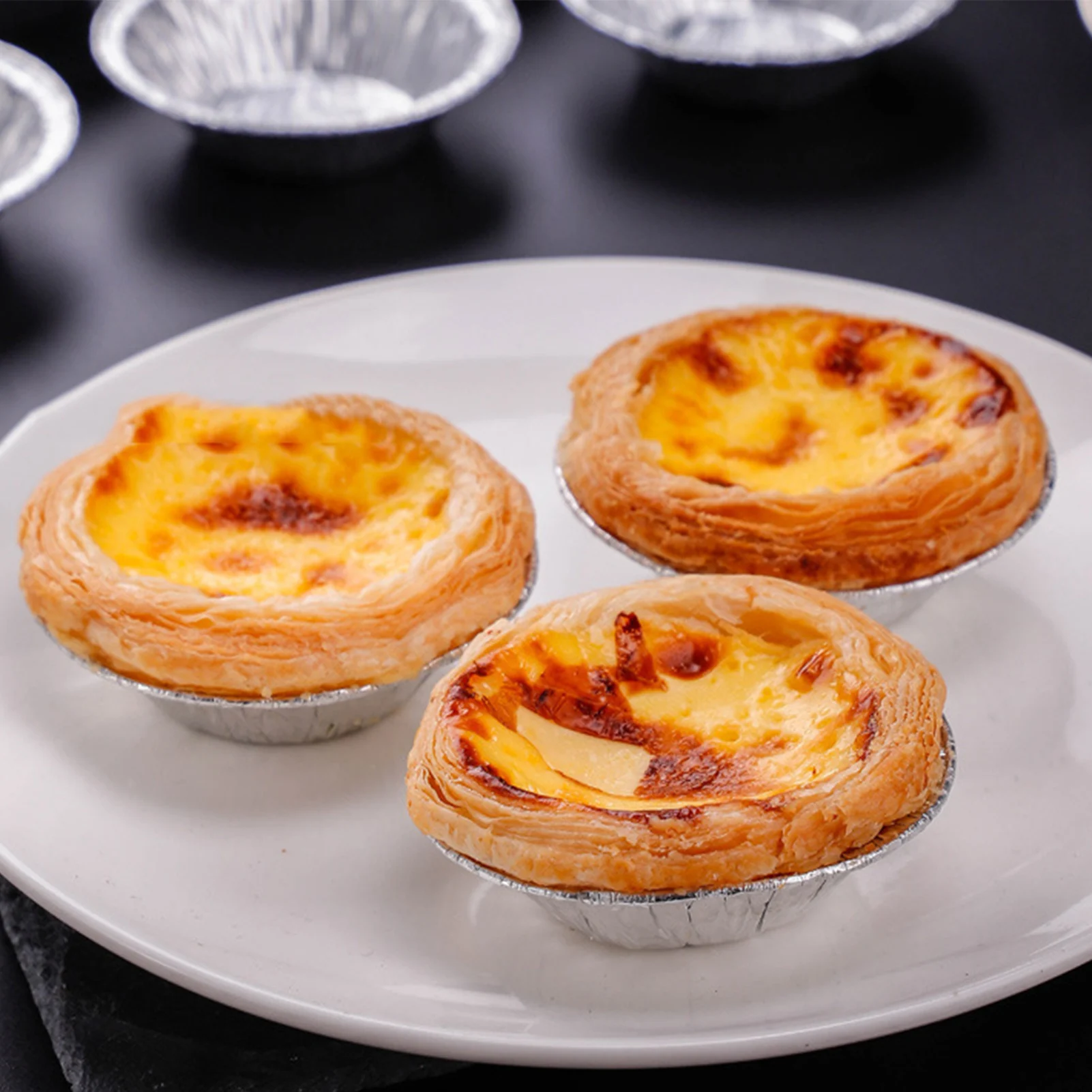 Party Baking Tart Pans Disposable Aluminum Foil Cups for Cupcakes Pudding Mini Pie Molds Oven Safe Thickened Bakeware