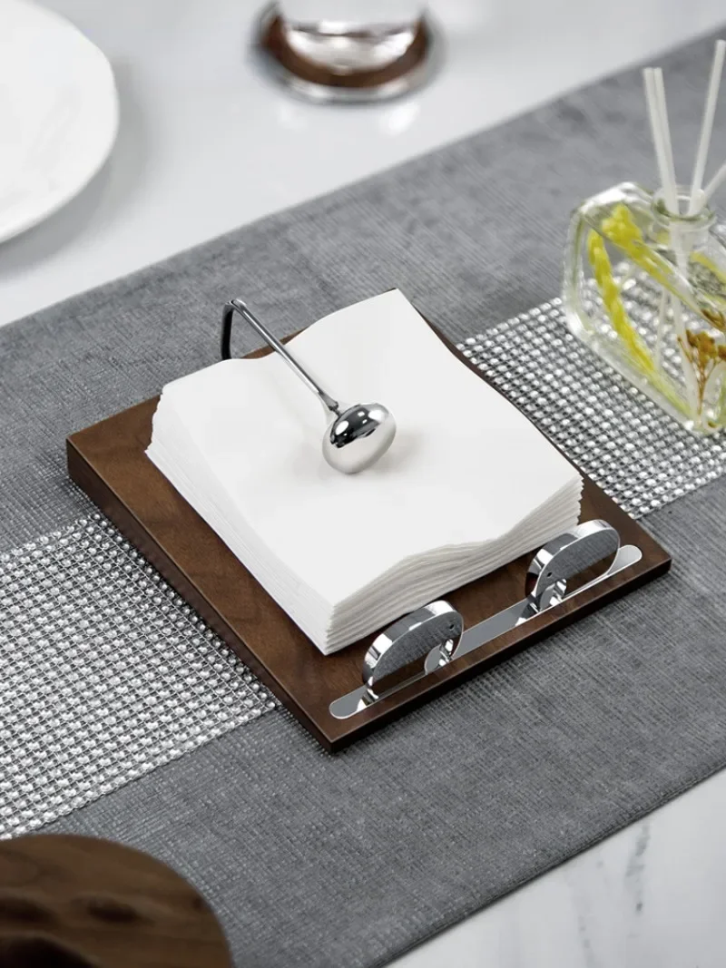 Light luxury stainless steel fixed-point tissue holder, soft home decoration, tissue box, model room