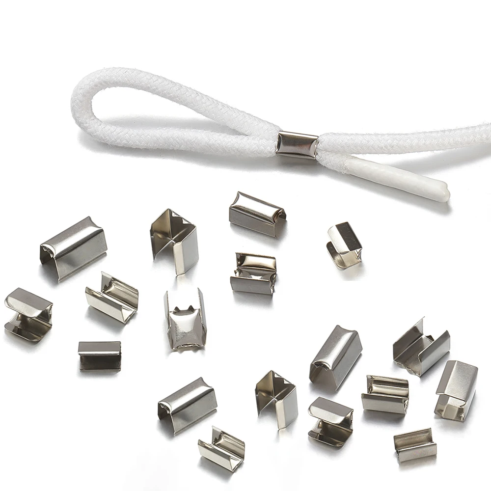 Image of 100 Stück 5 x 10 mm Metallschnur-Verschluss, Crimpschnur, Lederseil, umklappbarer Clip für DIY-Schmuckherstellung, Halskettenzubehör, Lieferant