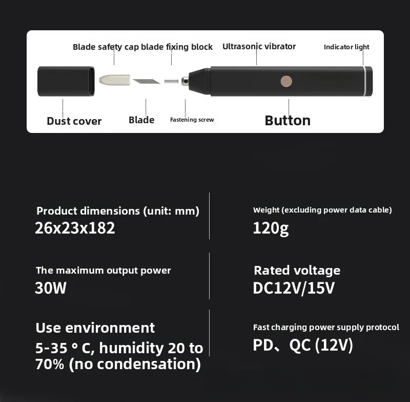 Faca de corte ultrassônica portátil para madeira, ferramentas de hardware de corte elétrico