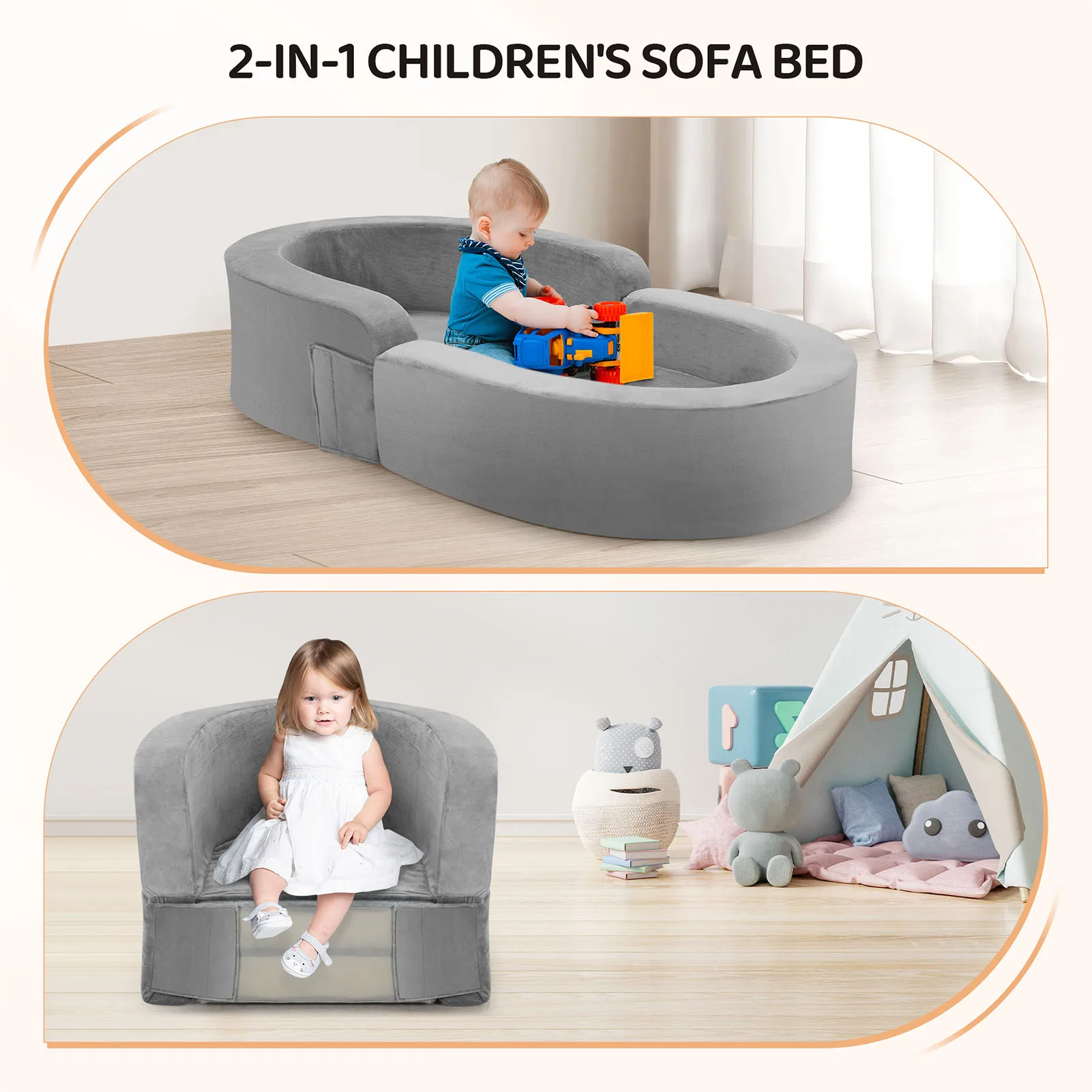 

2 in 1 Children Sofa Bed Portable Toddler Travel Bed Sofa Bed