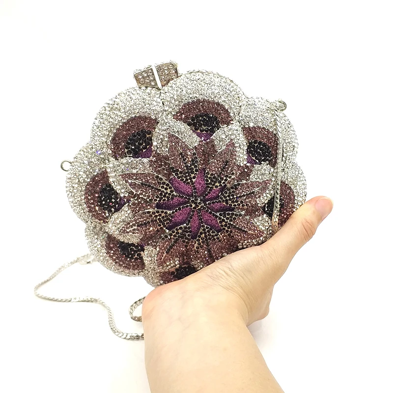 

Newest Bridal party purse women evening party handbag fashion diamonds wedding crystal clutches elegant flower crystal purses