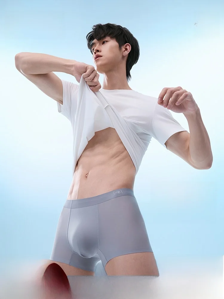 

3-Pack Graphene Sporty Men's Boxer Briefs 3D Breathable Structure Antibacterial mid Waist Youth Pure Color Flat Angle Underwear