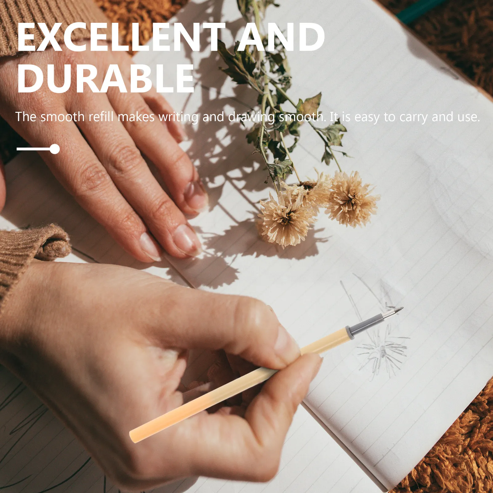 

100Pcs Excellent Texture Gel Pen Refills Non Skip Drag Free Smooth Ink Refills for Note Taking Drawing Gifts Students School