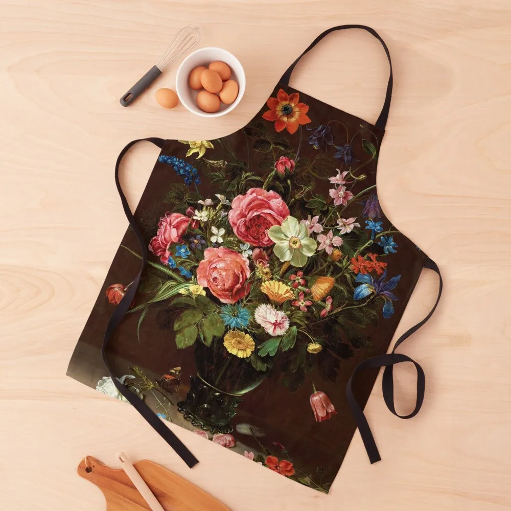 

A Bouquet of Flowers by Clara Peeters: Painting Artwork Enhanced For Brighter Colors Apron nail tech supplies Ladies Apron