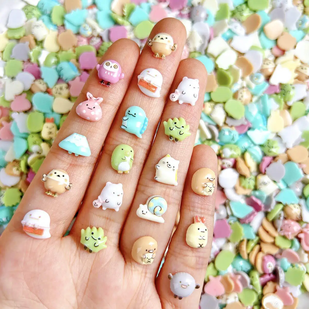 Zufällig gemischt 3D Harz niedliche Cartoon Tier Serie Nagel Charms Kawaii Eule Kaninchen Siegel Nail Art Dekorationen DIY Handwerk Zubehör