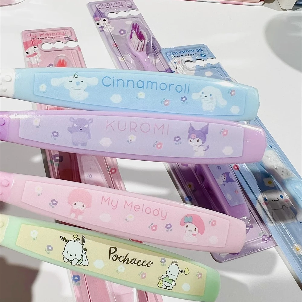 MINISO Sanrio szczoteczka do zębów Cute Cartoon Hello Kitty Cinnamoroll kolorowa szczoteczka do zębów dla uczniów czysta jamy ustnej powrót dla dzieci prezent szkolny