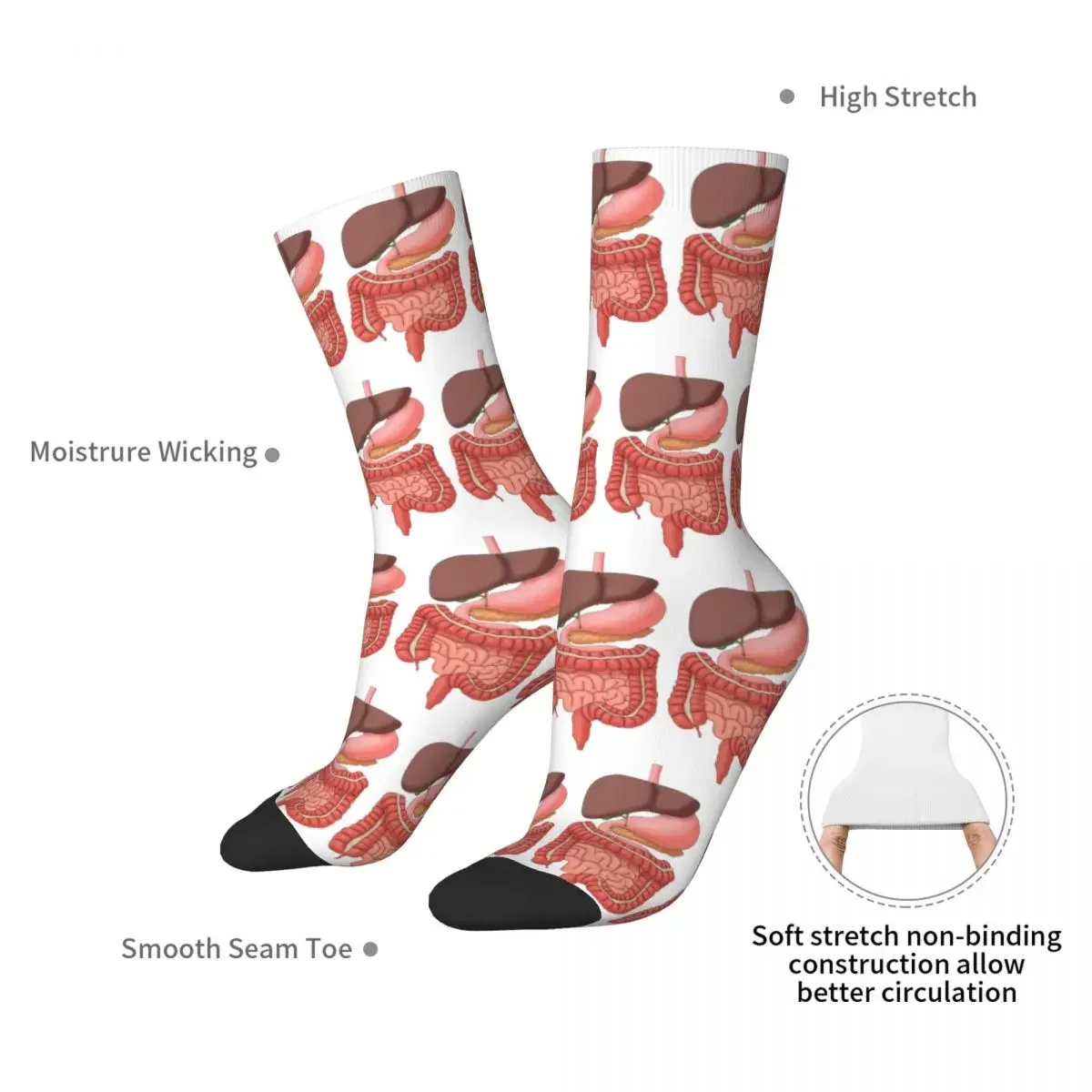 Digestive System Organs, Medical Illustration Socks High Quality Stockings All Season Long Socks for Man Woman Birthday Present