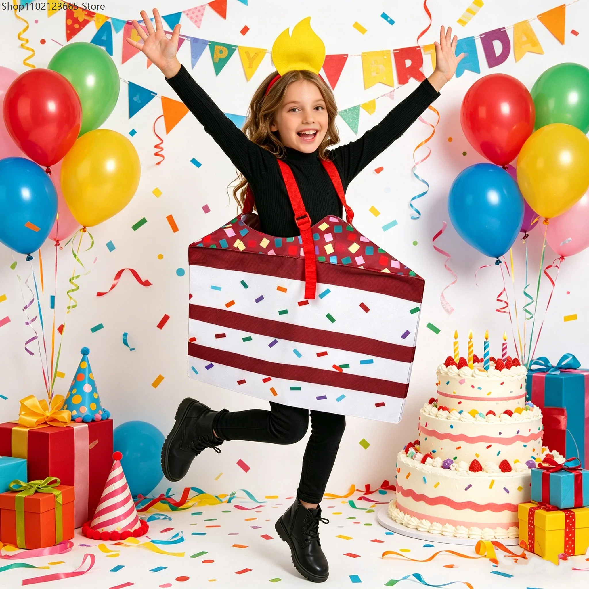 

Mousse Cake Bodysuit Enfant 3d Digital Print Costume Halloween Cosplay Party Jumpsuit Día Del Niño Celebration Festival Outfit