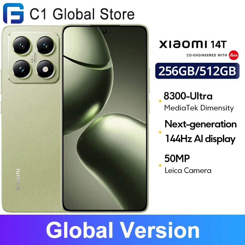 Global Version Xiaomi 14T 5G Smartphone Dimensity 8300 Ultra 50MP Leica Camera 67W HyperCharge 5000mAh 144Hz AMOLED AI Display