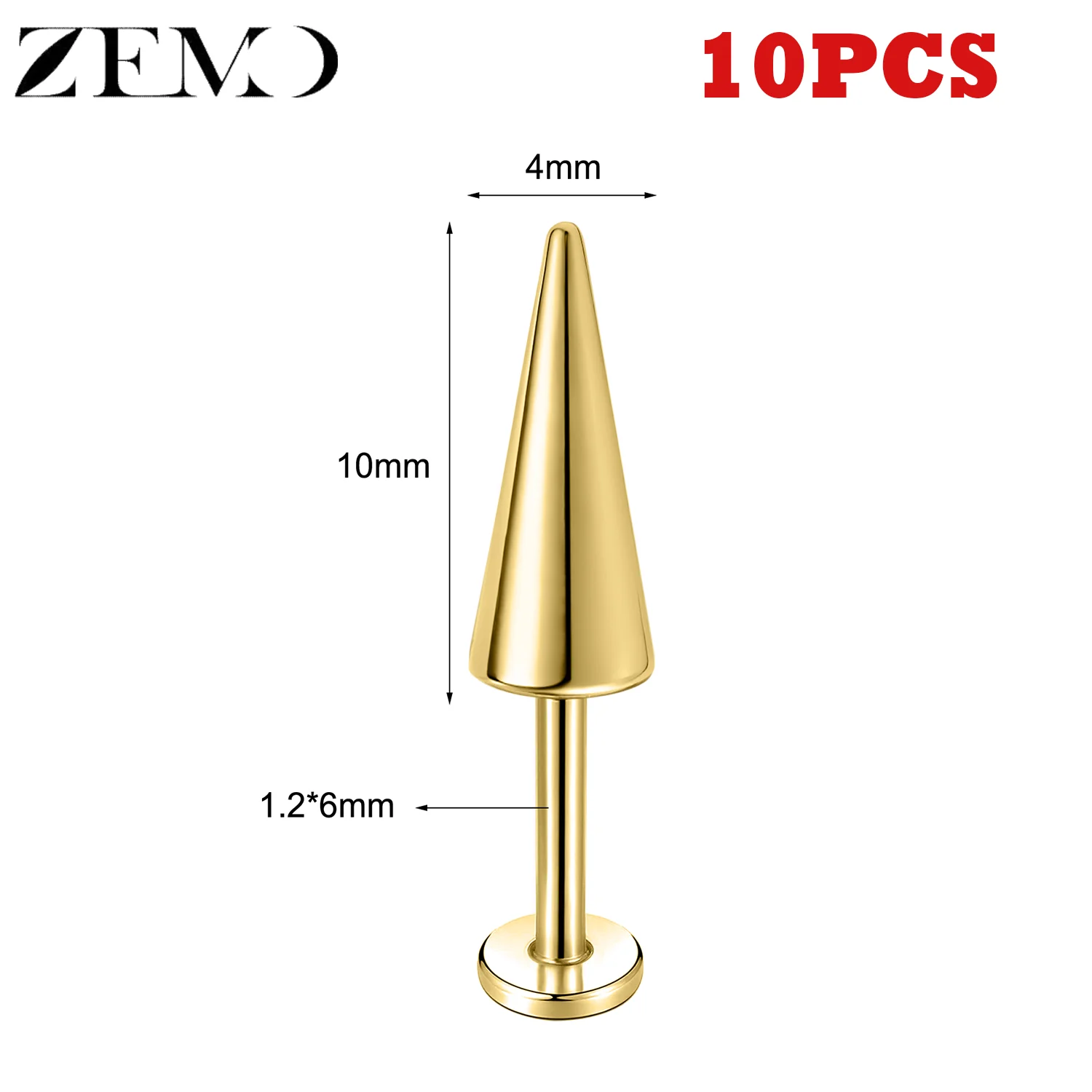 10PCS Stainless Steel Spike Labret Lip Piercing Set