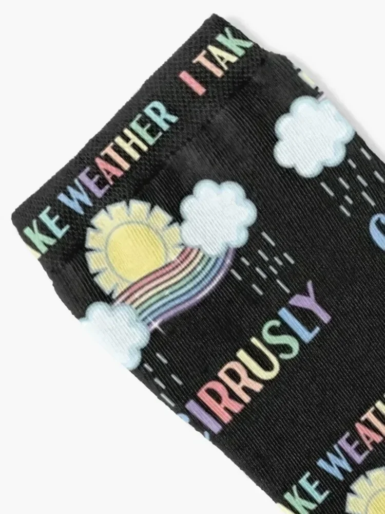 I Take Weather Cirrusly Funny Meteorologist Meteorology Joke Socks tennis christmas gift set Socks Man Women's