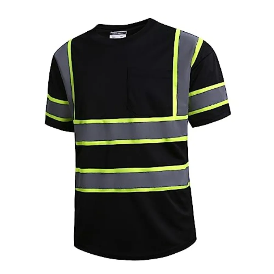High Visibility Safety Shirts for Men with Reflective Tapes - Quick Dry Class 2 Hi Vis Construction Work Shirts for Men, Short