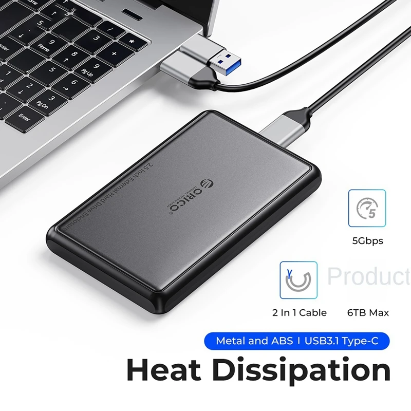 ORICO 2.5 Inch External HDD Case SATA To Type-C Hard Drive Enclosure For SSD HDD PC Laptop
