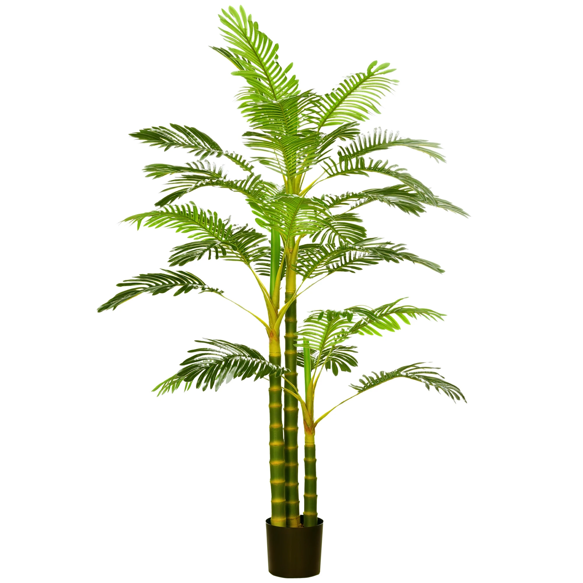 HOMCOM Planta Artificial Palmera Areca Grande 190 cm con Maceta y 30 Hojas Decoración para Interior y Exterior Salón Oficina