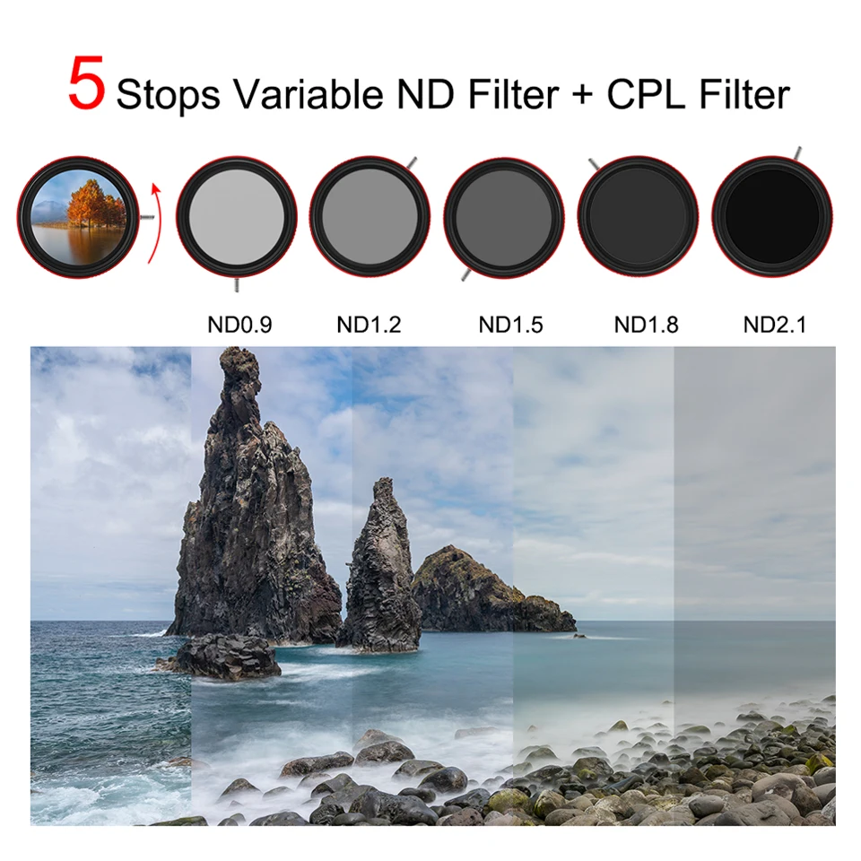 Haida PROII CPL-VND 2 in 1 Filter with 3-7 Stops ND8 ND128 for Camera Lens Filmmakers Vloggers Photography with 67/72/77/82/95mm