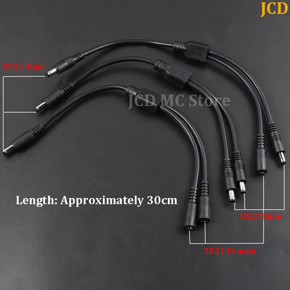 

5A 12V 19V 24V 2Way DC5521 1 Male to 2 Male Female Splitter Connector Power Supply Adapter Extension Cable 5.5x2.1mm Plug