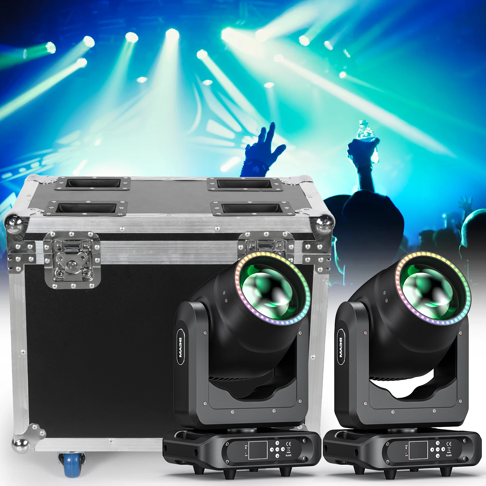 Somspot Flight Cases Heavy-duty Gator Case for (2) RGBW LED Moving Head Light Beam Focusing Light Airline Case Stage Equipment