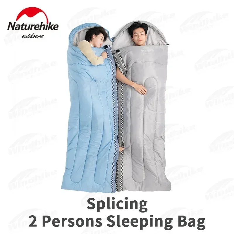 Naturehike Outdoor Rectangular Sleeping Bag 1.5kg Ultralight Envelope Sleeping Bag Spliceable 1-2 Person Cotton Machine Washable