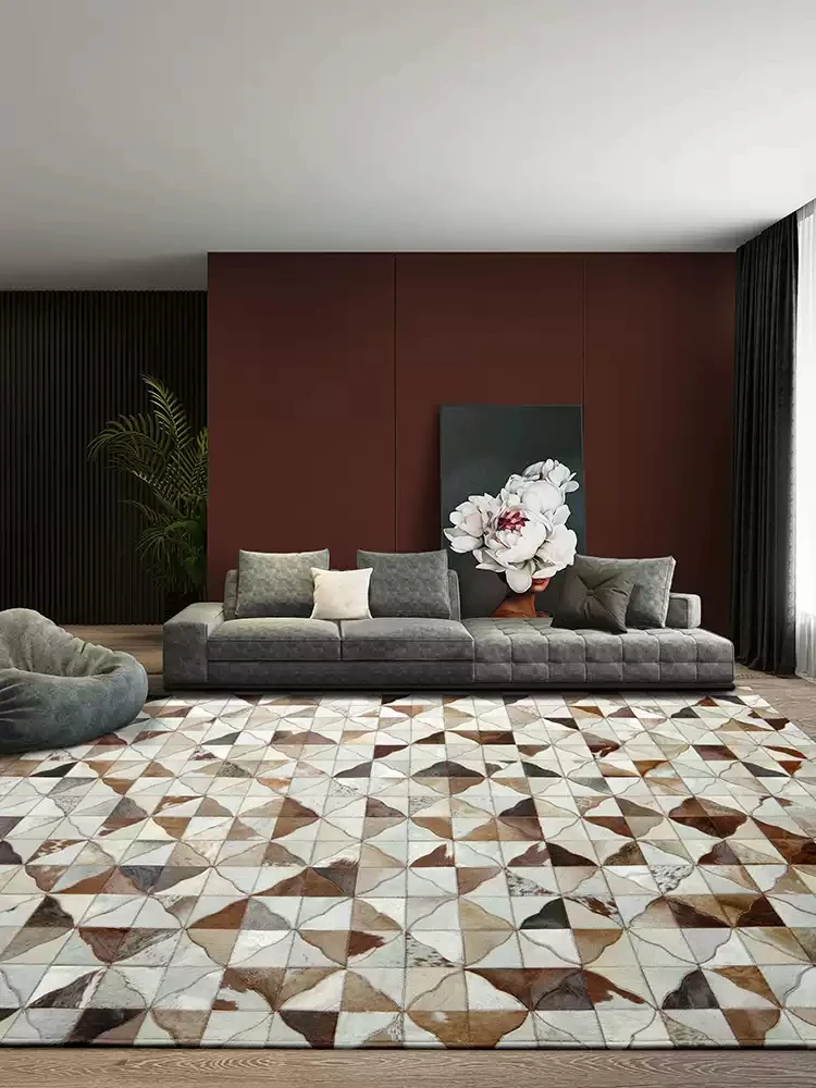 Высококачественный ковер из воловьей кожи, сшитый вручную Американский роскошный фотоковрик, модель журнальный столик для гостиной может быть настроена