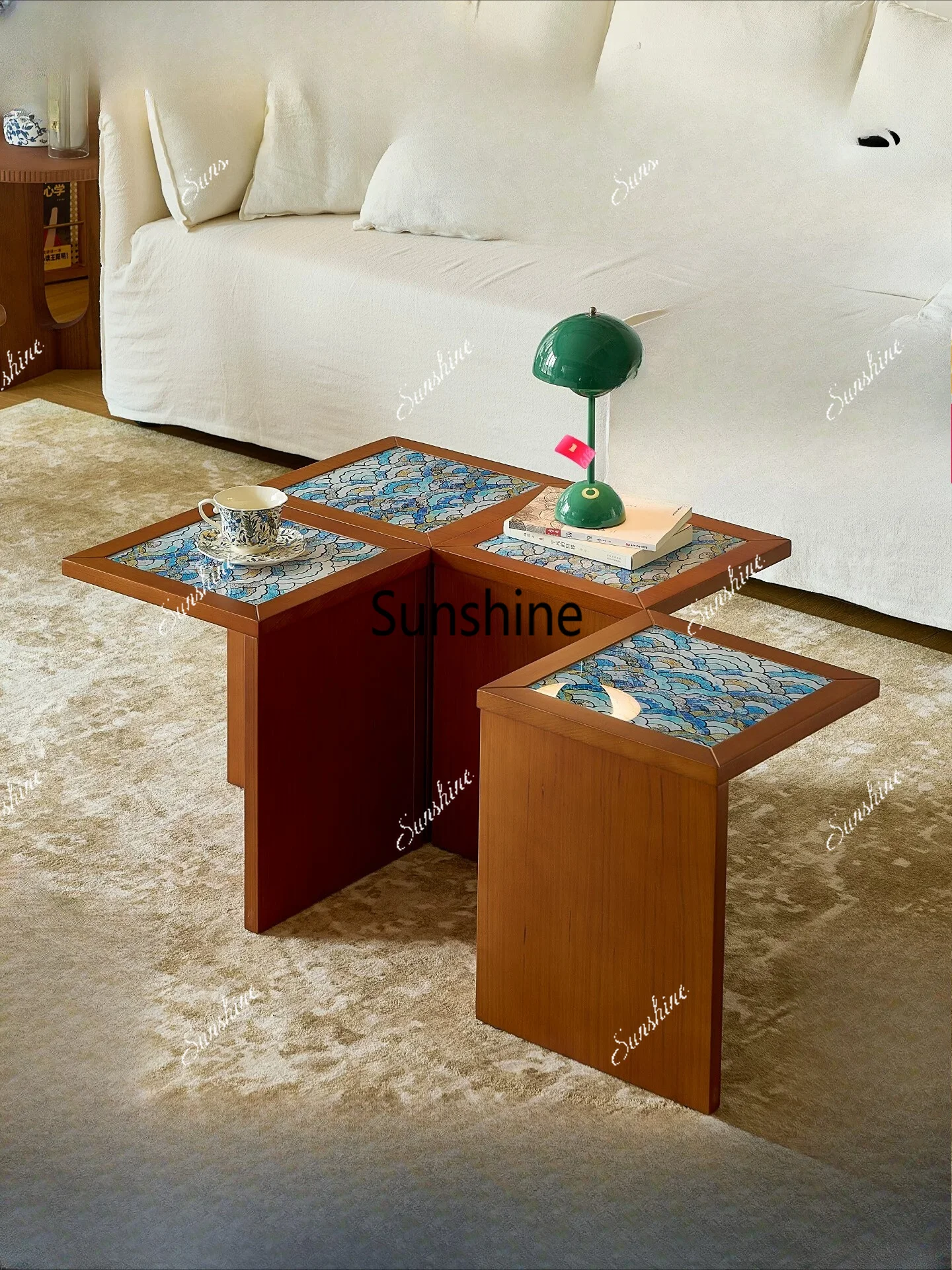 French medieval style living room deformable multi-functional solid wood coffee table