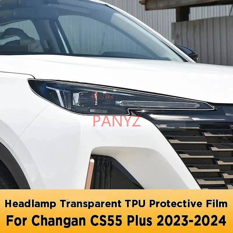 For Changan CS55 Plus 2023 2024 Car Headlight Protective Film Smoked Black Tint Wrap Vinyl Transparent TPU Sticker