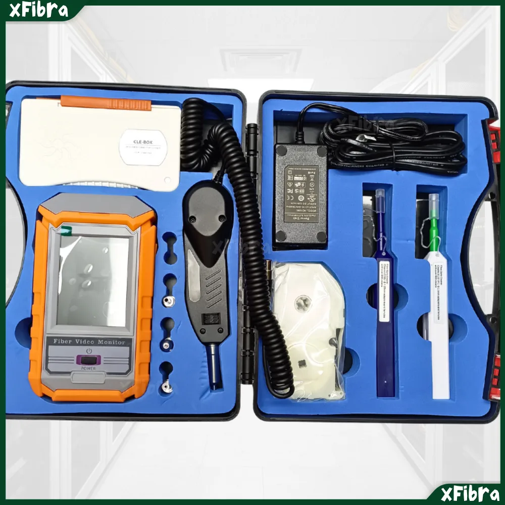 

FVM-100 Fiber Optic Inspection Video Probe Microscope, End Face Detector with Display, Optical Cleaning Tool 5pcs UPC Connectors