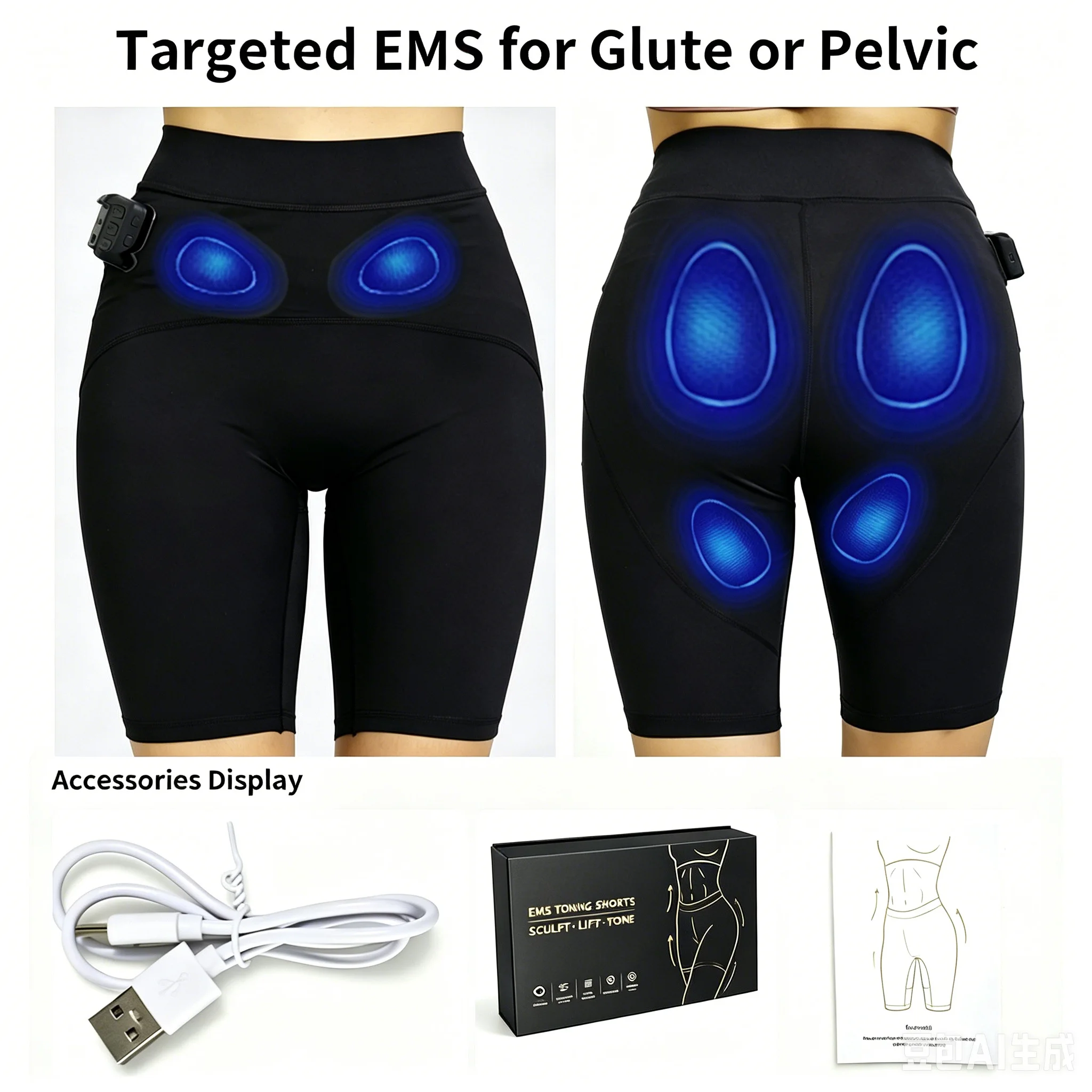 Image of EMS-Hosen, Shorts, Leggings mit unabhängiger Steuerung, Muskelstimulator, elektrische Stimulation, Workout, Fitness, Körperformer, wiederaufladbar