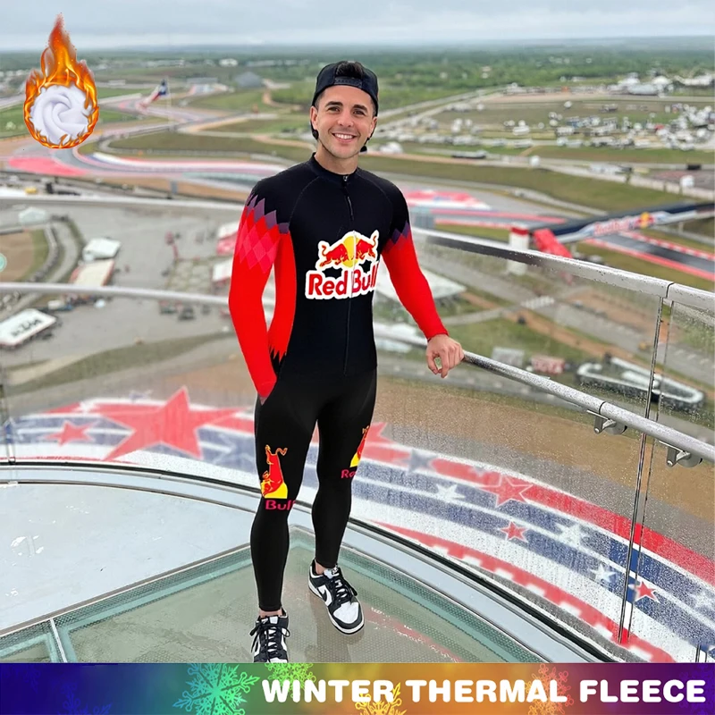

Winter Cycling Clothing Fleece Jersey RED BULL Suit Man Thermal Sets Bicycle Clothes Maillot Men Road Bike Men's Set Bikes Pants