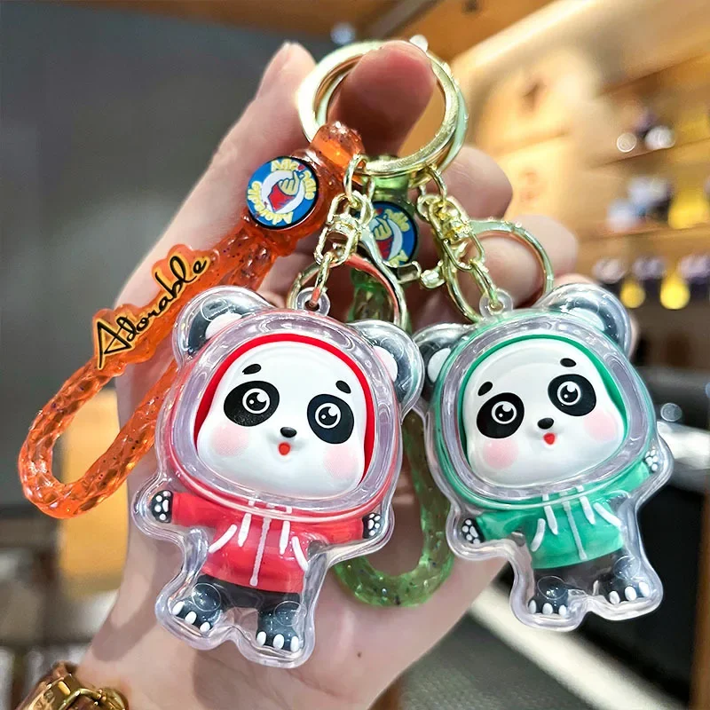 Cartoon Cute Silicone Belt Key Chains Ice Pet Panda Doll Car Key Chain Kids Bag Pendant Keyring Friends Gift Keychain Charms