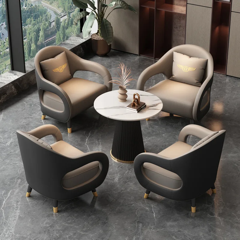 Light Luxury Leisure Office Hotel Lobby Meeting Guests Negotiation Table and Chair Sales Office Rest Area Reception Sofa