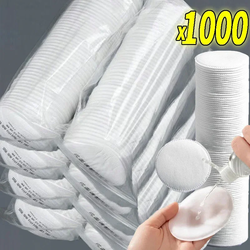 Soft and Breathable Circular Makeup Remover Pads Disposable Doubles Sided Cotton Pads Non-Irritating for Daily Facial Cleaning