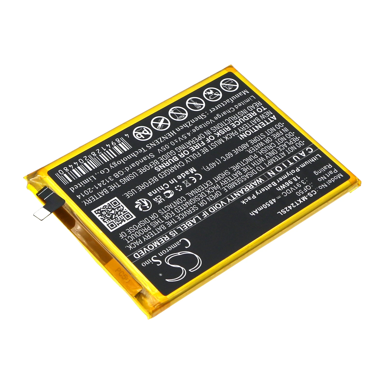 Li-Polymer Battery for Motorola 3.91V 4850mAh Compatible Models: Moto G04,XT2421,Moto G04s NFC 2024,XT2421-10,XT2421-2,XT2421-3,