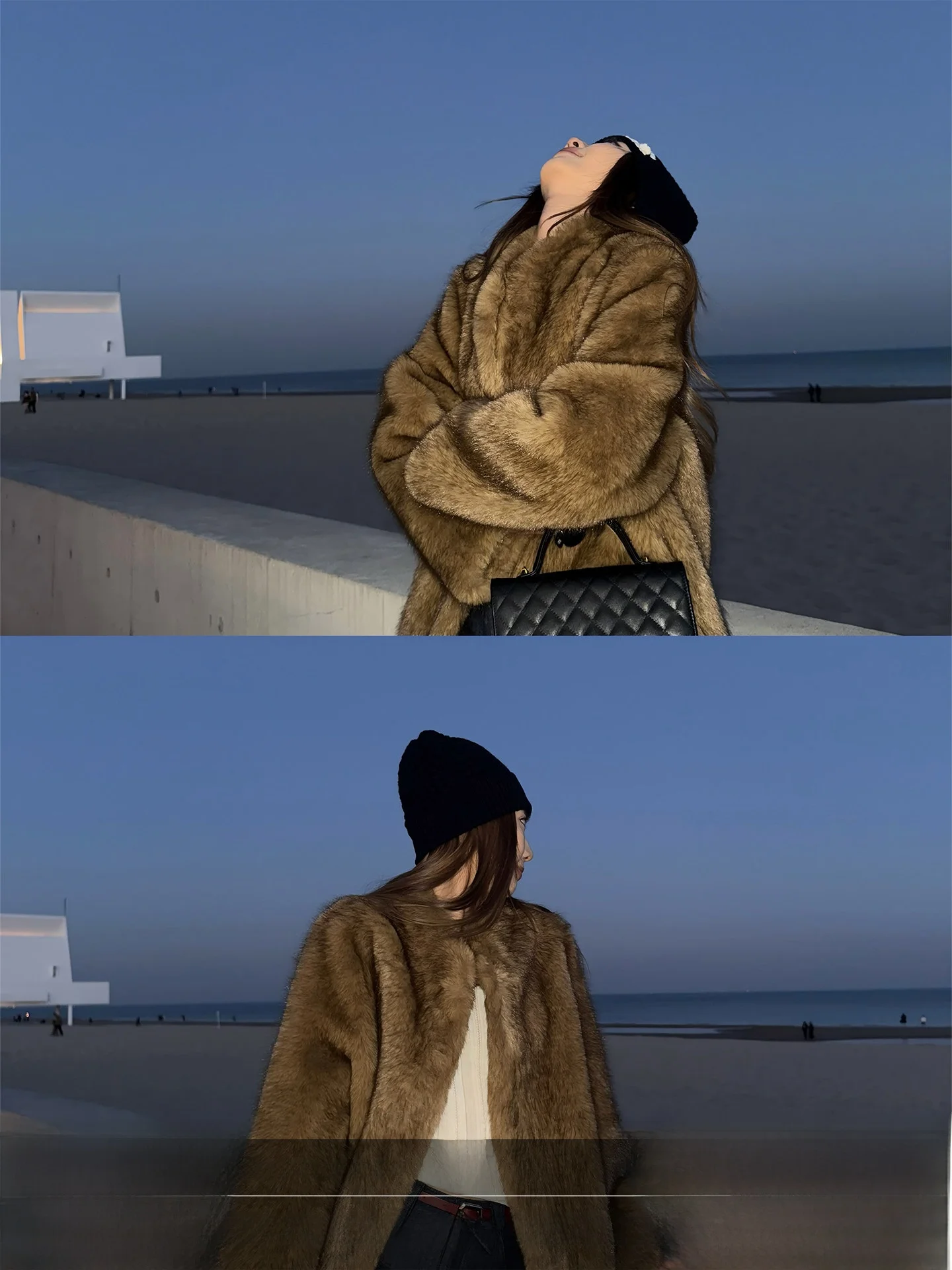 

Экологичное длинное пальто 4PRIL с воротником, винтажная женская куртка из искусственного меха, свободный крой, средней длины, зимний топ для молодых женщин